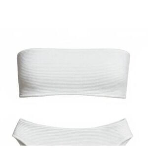 Rumer the Label Cassidy Bandeau Bikini‎ Top White Ribbed Textured NWT